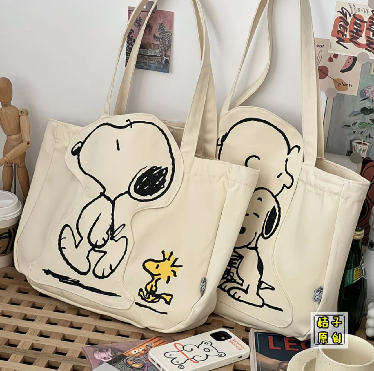 Cartera tipo Tote Snoopy