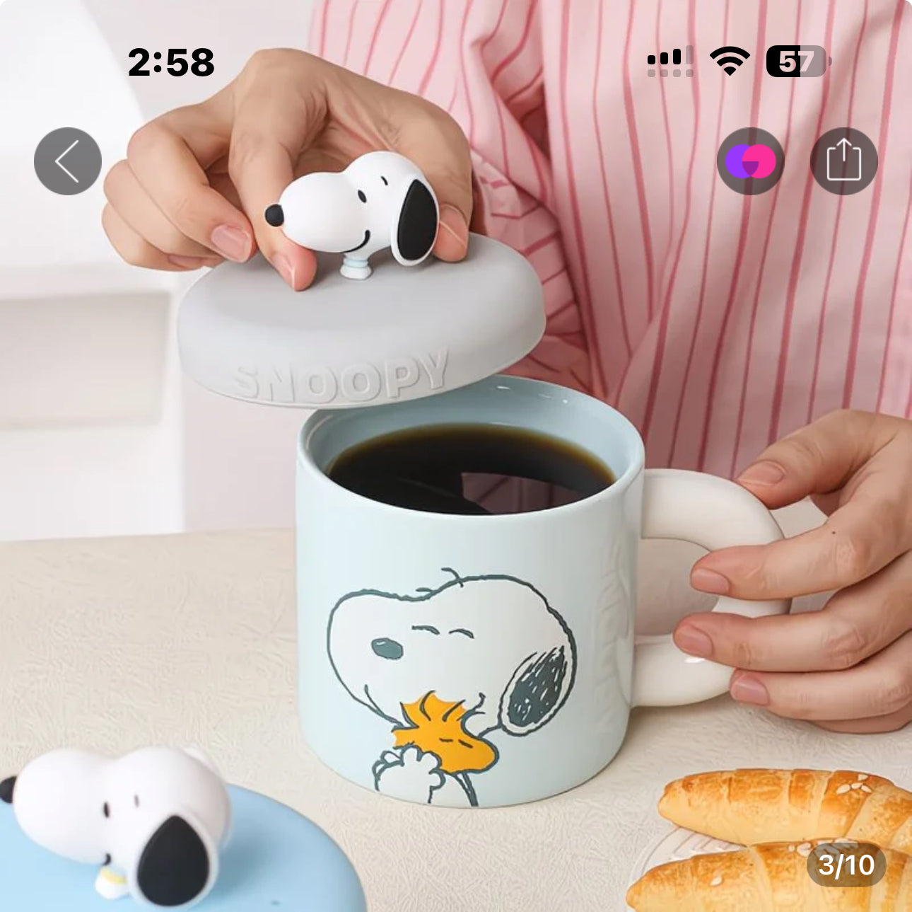 Tazas con tapa Snoopy